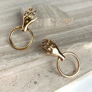 NEW~ Anthropologie Hand & Hoop Gold Earrings
